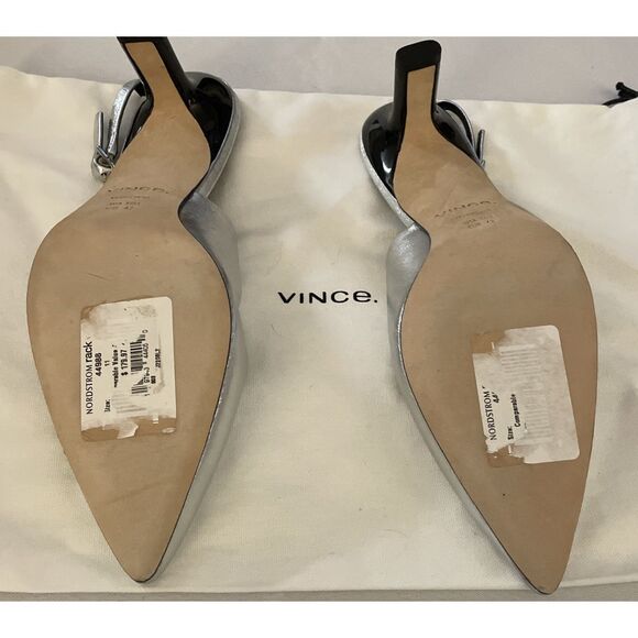 New Vince Pandora Pointed Toe Slingback Pump in Silver Size 11 M - Picture 4 of 5